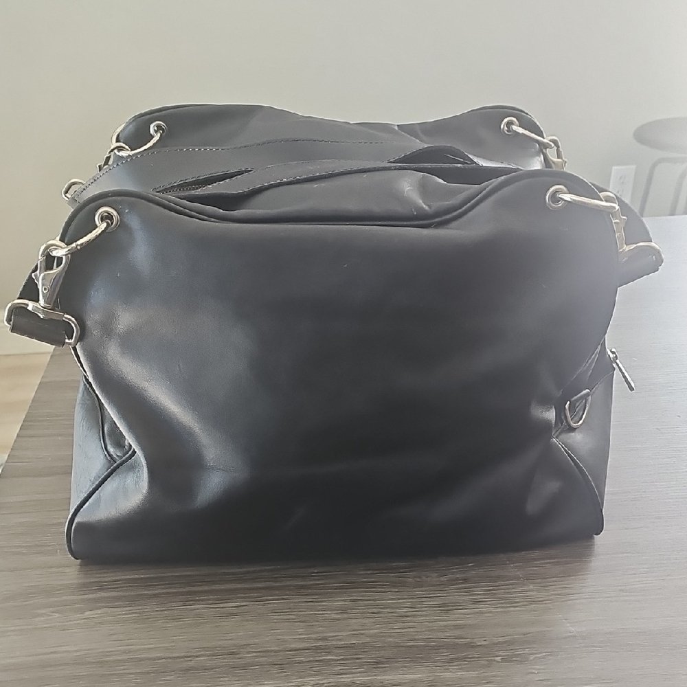 Black Leather Overnight Bag
